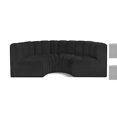 Arc Black Boucle Fabric Modular Sofa