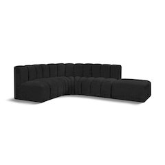 Arc Black Boucle Fabric Modular Sofa