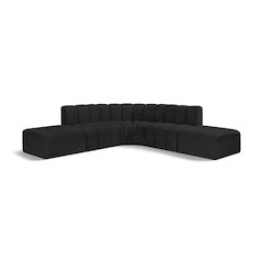 Arc Black Boucle Fabric Modular Sofa