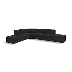Arc Black Boucle Fabric Modular Sofa