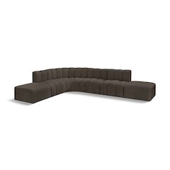 Arc Brown Boucle Fabric Modular Sofa