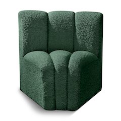Arc Green Boucle Fabric Curved Corner