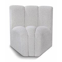 Arc Grey Boucle Fabric Curved Corner