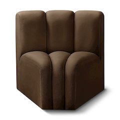 Arc Brown Velvet Curved Corner