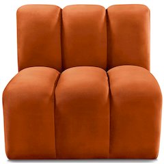 Arc Cognac Velvet Straight Chair