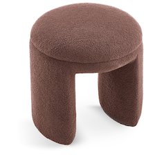 Bowen Brown Faux Shearling Teddy Fabric Ottoman/Stool