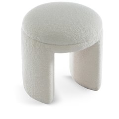 Bowen Cream Faux Shearling Teddy Fabric Ottoman/Stool