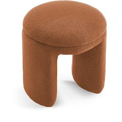 Bowen Saddle Faux Shearling Teddy Fabric Ottoman/Stool