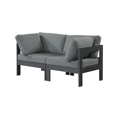 Gray Fabric Outdoor Patio Modular Sofa, Contemporary Style, Cushioned Seating