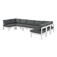 Gray Fabric Outdoor Patio Modular Sectional With Contemporary Style
