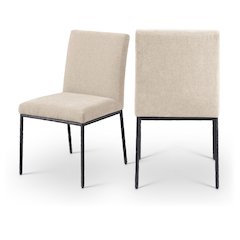 Reeves Beige Chenille Fabric Upholstered Dining Side Chair, Set of 2