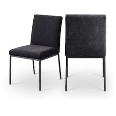 Reeves Black Chenille Fabric Upholstered Dining Side Chair, Set of 2