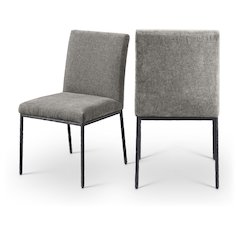 Reeves Grey Chenille Fabric Upholstered Dining Side Chair, Set of 2