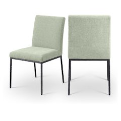 Reeves Mint Chenille Fabric Upholstered Dining Side Chair, Set of 2