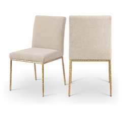 Reeves Beige Chenille Fabric Upholstered Dining Side Chair, Set of 2
