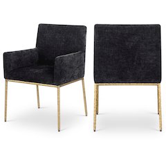 Reeves Black Chenille Fabric Dining Chair, Set of 2