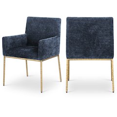 Reeves Navy Chenille Fabric Dining Chair, Set of 2