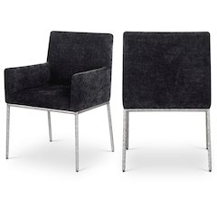 Reeves Black Chenille Fabric Dining Chair, Set of 2