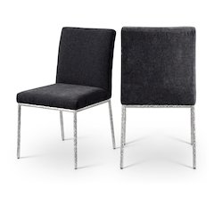 Reeves Black Chenille Fabric Upholstered Dining Side Chair, Set of 2