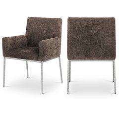 Reeves Brown Chenille Fabric Dining Chair, Set of 2