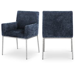 Reeves Navy Chenille Fabric Dining Chair, Set of 2