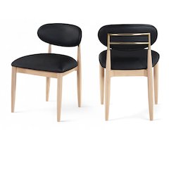 Riccio Black Vegan Leather Upholstered Dining Side Chair, Set of 2