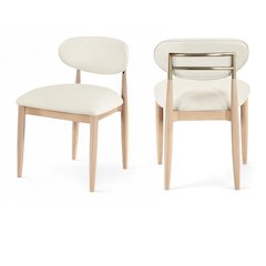 Riccio Cream Vegan Leather Upholstered Dining Side Chair, Set of 2