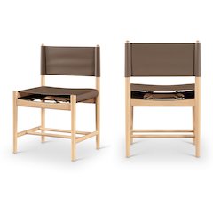 Rawlins Brown Vegan Leather Upholstered Dining Chair, Set of 2