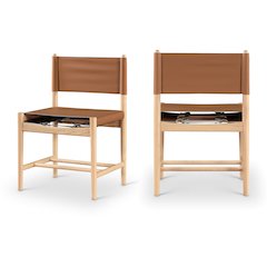 Rawlins Cognac Vegan Leather Upholstered Dining Chair, Set of 2