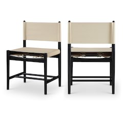 Rawlins Beige Vegan Leather Upholstered Dining Chair, Set of 2