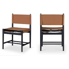 Rawlins Cognac Vegan Leather Upholstered Dining Chair, Set of 2