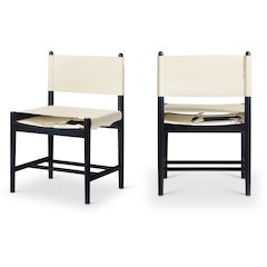 Rawlins Cream Vegan Leather Upholstered Dining Chair, Set of 2