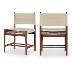 Rawlins Beige Vegan Leather Upholstered Dining Chair, Set of 2