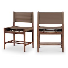 Rawlins Brown Vegan Leather Upholstered Dining Chair, Set of 2