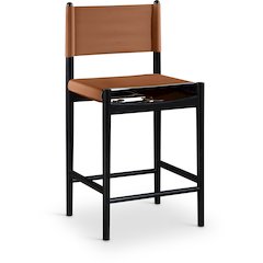 Rawlins Cognac Vegan Leather Upholstered Counter Stool