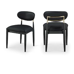 Riccio Black Vegan Leather Upholstered Dining Side Chair, Set of 2