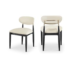 Riccio Cream Vegan Leather Upholstered Dining Side Chair, Set of 2
