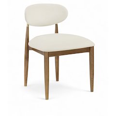 Riccio Cream Vegan Leather Upholstered Dining Side Chair, Set of 2