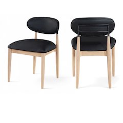 Riccio Black Vegan Leather Upholstered Dining Side Chair, Set of 2