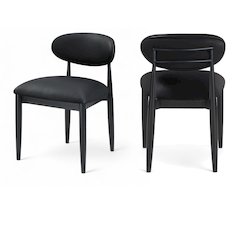 Riccio Black Vegan Leather Upholstered Dining Side Chair, Set of 2