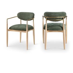 Riccio Olive Performance Fabric Upholstered Dining Arm Chair, Set of 2