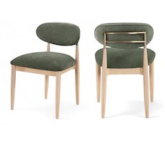 Riccio Olive Performance Fabric Upholstered Dining Side Chair, Set of 2