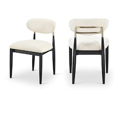 Riccio Beige Performance Fabric Upholstered Dining Side Chair, Set of 2
