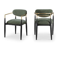 Riccio Olive Performance Fabric Upholstered Dining Arm Chair, Set of 2