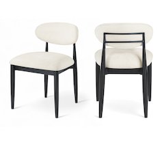 Riccio Beige Performance Fabric Upholstered Dining Side Chair, Set of 2