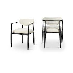 Riccio Cream Performance Fabric Upholstered Dining Arm Chair, Set of 2