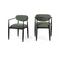 Riccio Olive Performance Fabric Upholstered Dining Arm Chair, Set of 2
