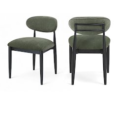 Riccio Olive Performance Fabric Upholstered Dining Side Chair, Set of 2