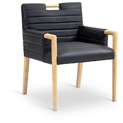 Aimee Black Vegan Leather Dining Arm Chair