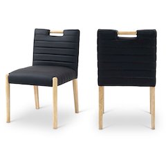 Aimee Black Vegan Leather Dining Side Chair, Set of 2